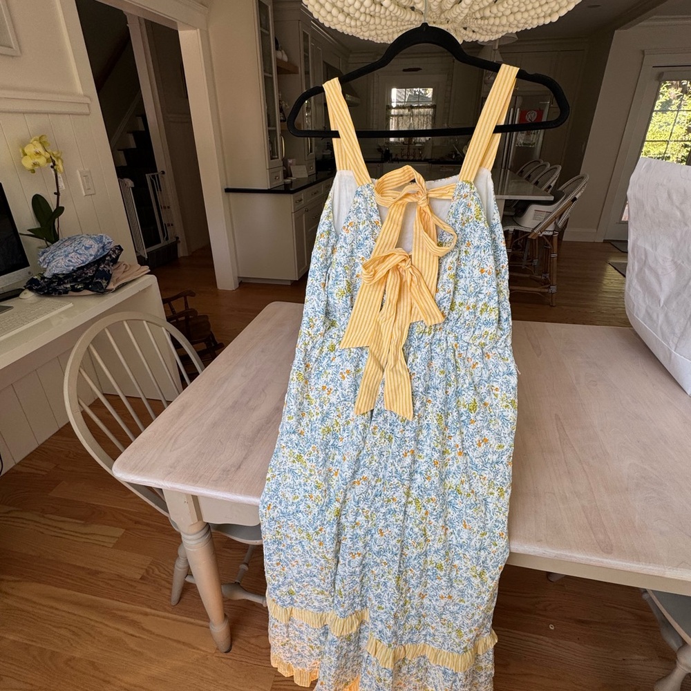 Yellow and Blue Smocked Maxi Sundress for Resort Wear